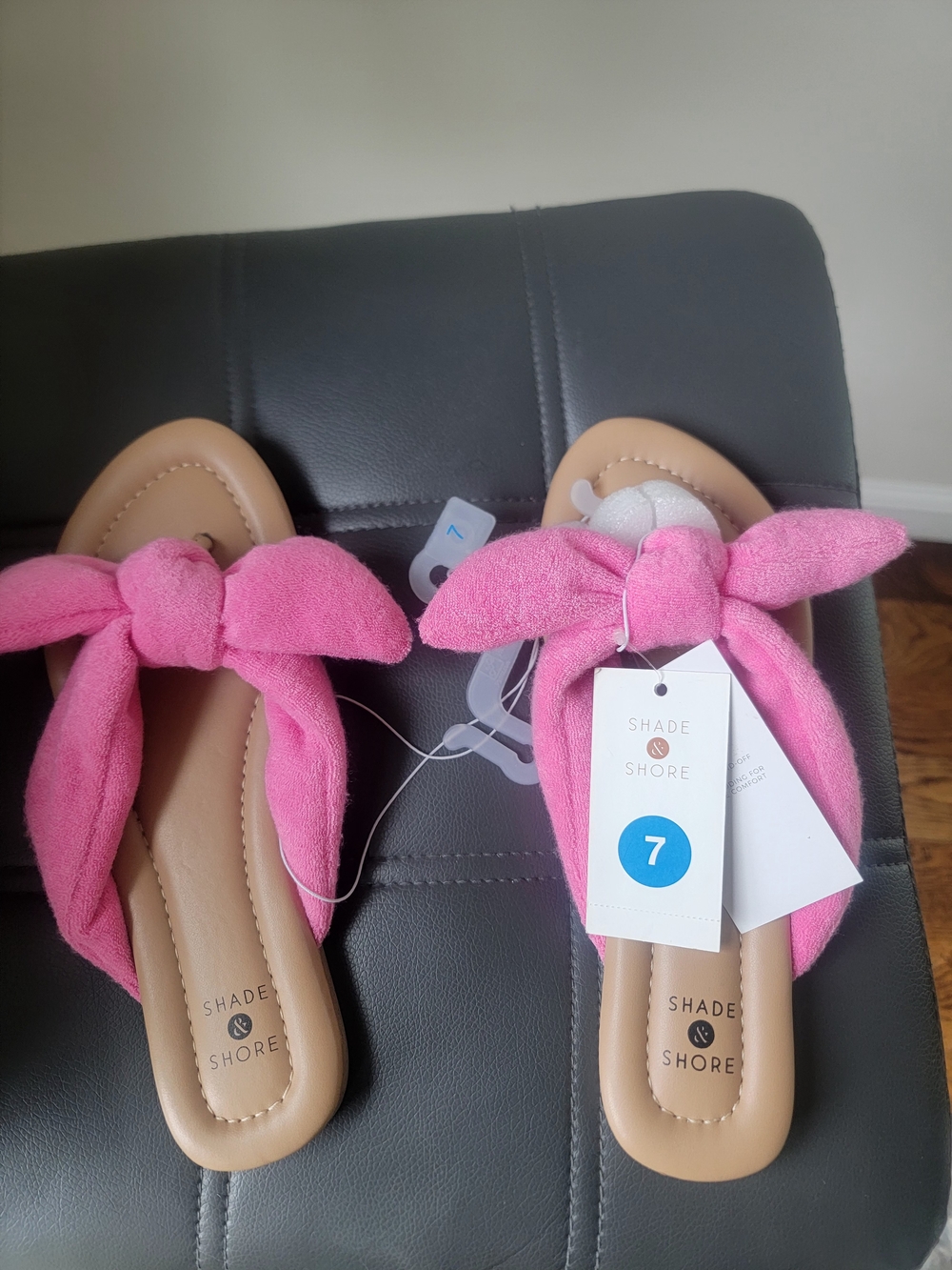 Shade & Shore Pink Knot-Top Slide Sandals Size 7